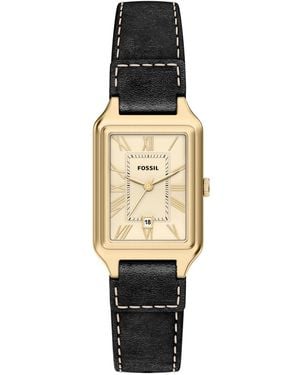 Fossil Raquel Three-hand Date Black Leather Watch 23mm - Metallic