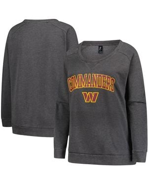 Profile Washington Commanders Plus Size Acid Wash Raglan Sweatshirt - Gray
