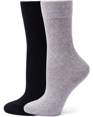 Hue Pointelle Argyle Boot Socks - Blue