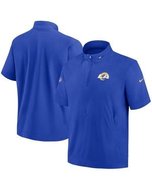 Nike Los Angeles Rams Sideline Coach Short Sleeve Hoodie Quarter-zip Jacket - Blue