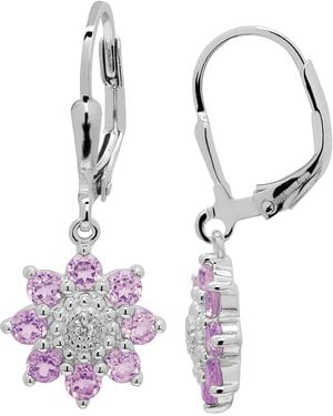 Macy's Amethyst Chandelier Floral Motif Dangle Earrings (1-1/8 Ct. T.w. - White