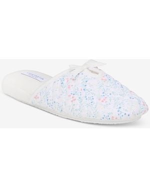 Charter Club Leafy Floral Quilted Slippers - White