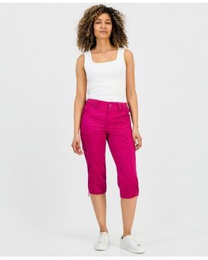 Style & Co. Petite Mid-rise Cargo Capri Pants - Pink