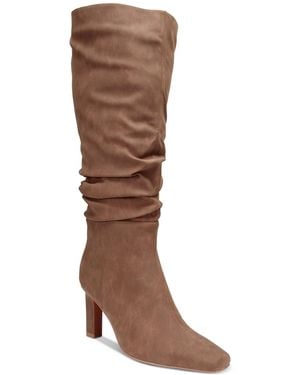 SMASH Shoes Fallon Knee High Slouch Dress Boots - Brown