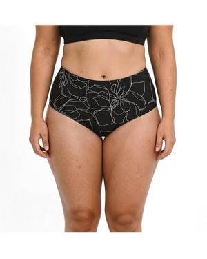 Calypsa Plus Size High-waisted Bikini Bottom - Black