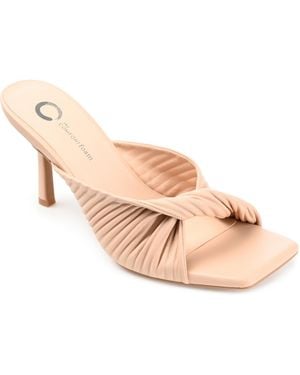 Journee Collection Greer Pleated Sandals - Natural
