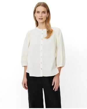Masai Maithara Pintuck Detail 3/4 Sleeve Shirt - White