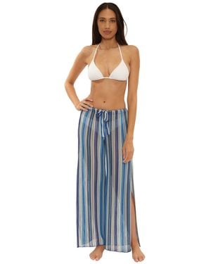 Becca Seaside Stretch Crochet Split Leg Swim Cover-up Pants - Blue