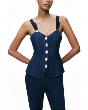 Nocturne Pinstripe Corset Bustier Top - Blue