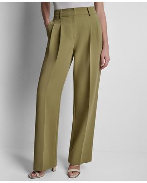 DKNY Petite Textured Mid-rise Pants - Green