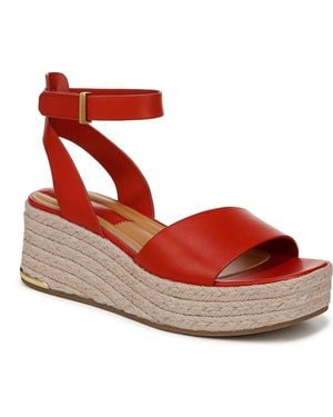 Franco Sarto Tiffany Open Square Toe Espadrille Platform Sandals - Red