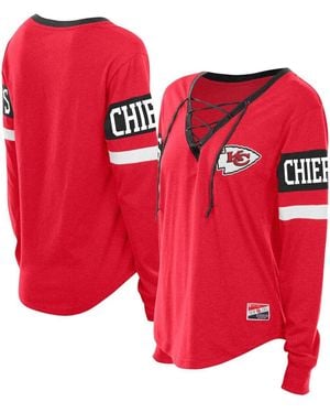 KTZ Kansas City Chiefs Throwback Lace-up Long-sleeve T-shirt - Red