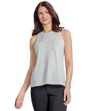 売れ筋商品|||ジョーンズニューヨーク カットソー トップス レディース Women's Cutaway Appliqu Tank Top Nyc White Jones New York Cutaway Applique Tank Top in White | Lyst