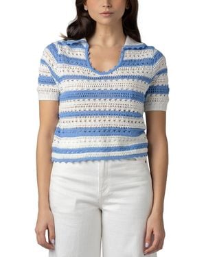 Blank NYC V-neck Polo Shirt - Blue