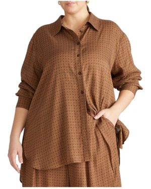 UNIVERSAL STANDARD Plus Sizes Cooling Stretch Cupro Artist Shirt - Brown