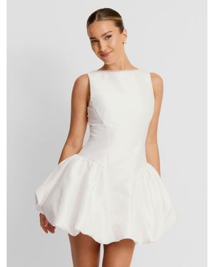 Six Stories Sleeveless Bubble Hem Mini Dress - White