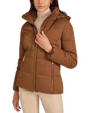 Calvin Klein Faux-fur-lined Hooded Puffer Coat - Brown