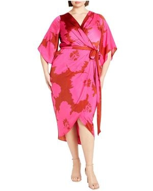 City Chic Plus Size Kimberly Print Maxi Dress - Red