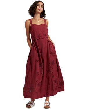 Chinti & Parker Linen-blend Broderie Summer Dress - Red