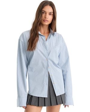 GOOD AMERICAN Oversized Collared Shirt - Blue