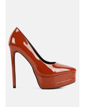 LONDON RAG Cuddles Patent Faux Leather Platform Stiletto Pumps - White