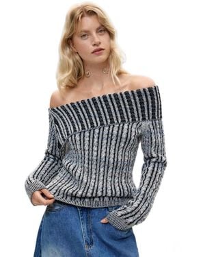 Desigual Ribbed Boat Neck Sweater - Blue