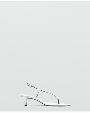 Mango Selection Straps Heeled Leather Sandals - White