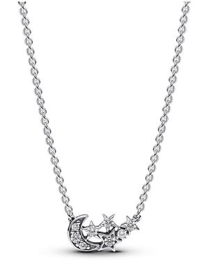PANDORA Sparkling Moon Star Collier Pendant Necklace - Metallic