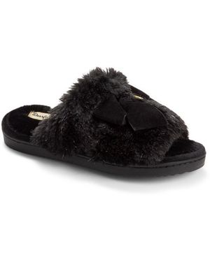 Dearfoams Bianca Pile Slide Slipper - Black