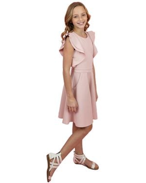 Emerald Sundae Big Girls 2 Piece Flutter Sleeve Dress - Pink
