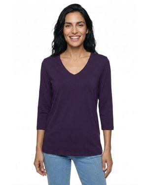 Olsen V-neck 3/4-sleeve T-shirt - Purple