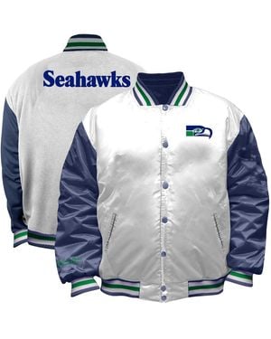 Mitchell & Ness Seattle Seahawks Throwback Plus Size Full-snap Satin Jacket - Blue