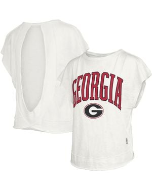 Pressbox Georgia Bulldogs Nelson Movement Open Back Slub T-shirt - White