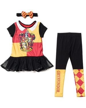 Harry Potter Little Girls Gryffindor Ravenclaw Cosplay T-shirt Dress leggings And Headband 3 Piece Outfit Set To - Orange