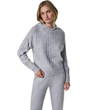 DKNY Cozy Cable Sweater Hoodie Pullover - Gray