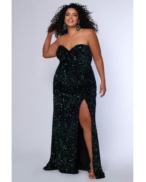 Sydney's Closet Sequin Velvet Fitted Formal - Multicolor