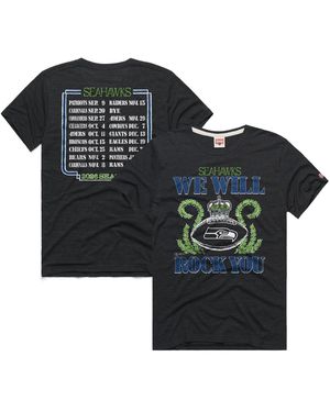 Homage And Seattle Seahawks Schedule Queen Relaxed-fit T-shirt - Black