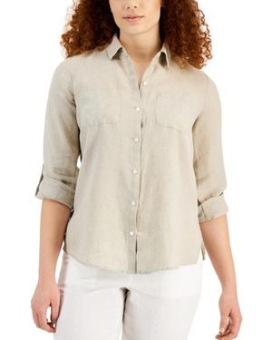 Charter Club 100% Linen Shirt - Natural