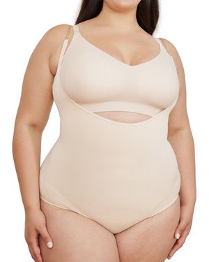 Shapermint Essentials Open Bust Bodysuit Shaper Panty 73003 - Natural