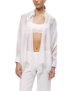 Nocturne Tie-detail Long-sleeve Collared Shirt - White