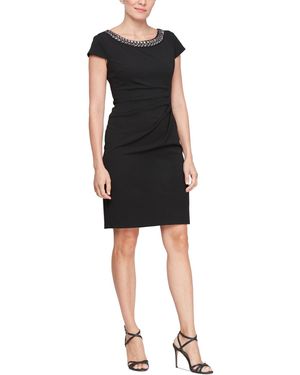 Sl Fashions Embellished-neck Cap-sleeve Sheath Dress - Black