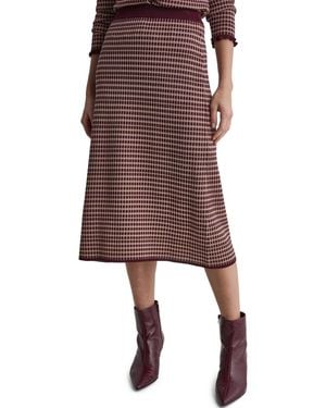 BCBGMAXAZRIA High-waisted Plaid Knit Midi Skirt - Brown