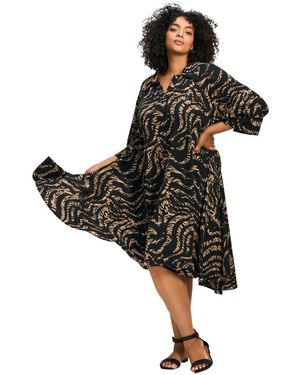 Avenue Parker Hanky Hem Collared Dress - Black