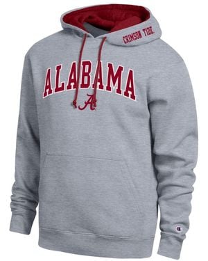 Champion Alabama Crimson Tide Arch Tackle Twill Fleece Hoodie - Gray