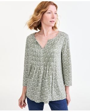 Style & Co. Pleated 3/4-sleeve Knit Top - Gray