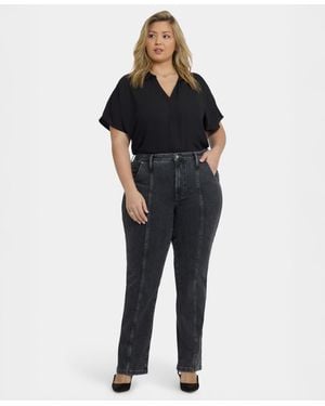 NYDJ Plus Size Billie Mini Bootcut Seam Detail Jeans - Black