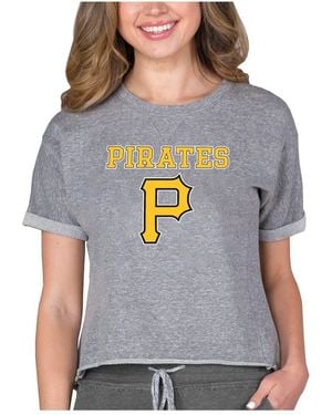 Concepts Sport Pittsburgh Pirates Tri-blend Mainstream Terry Short Sleeve Sweatshirt Top - Gray