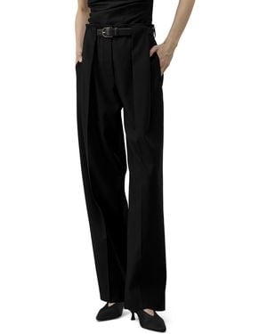 LILYSILK Box Pleated Silk-wool Trouser - Black