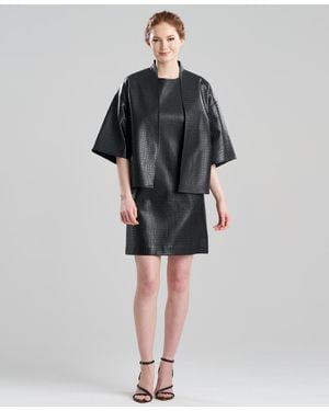 Natori Faux Croc Leather Sweater - Black