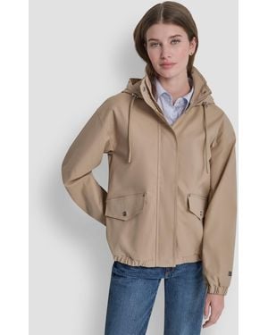 DKNY Stand Collar Bomber Raincoat - Natural